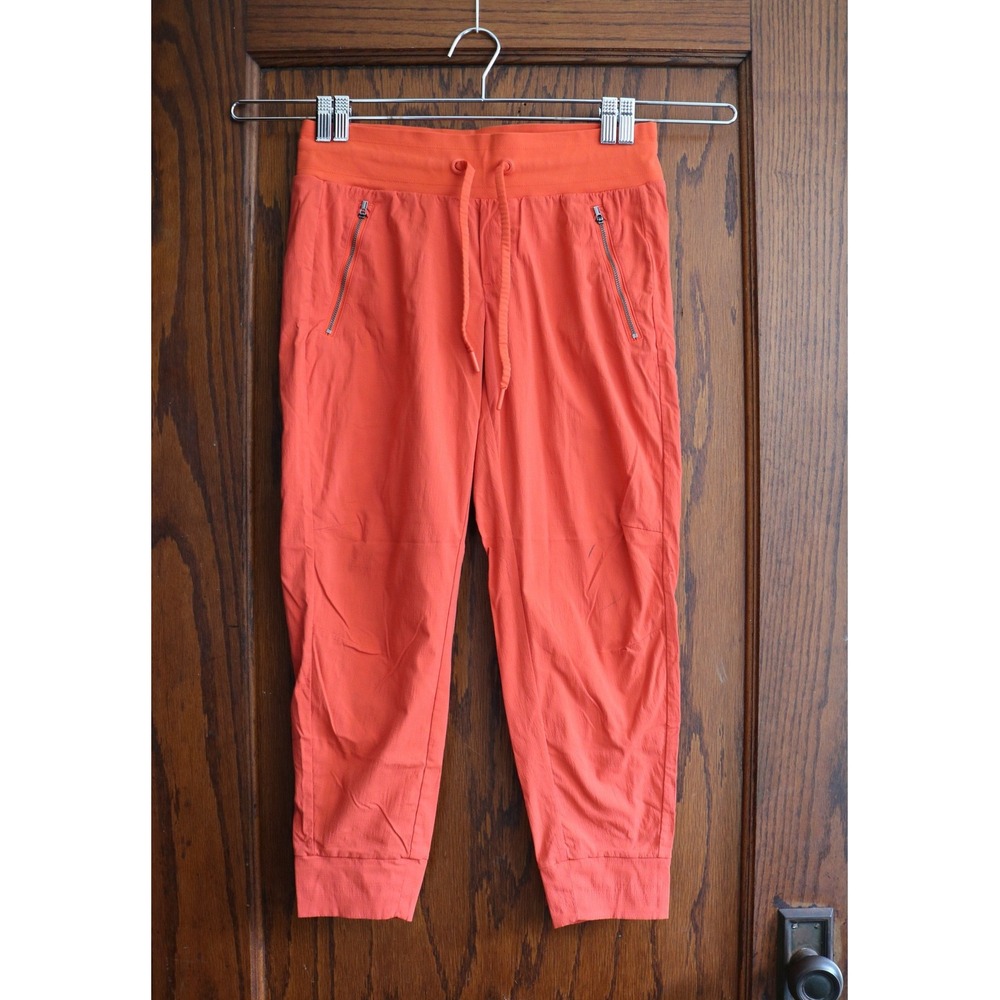 ATHLETA Trekkie Pants Women Size 8P Orange Jogger Hiking Lightweight Activewear